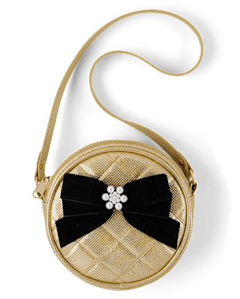 Girls Glitter Bow Round Bag - Royal Christmas