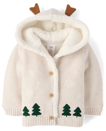 Baby Crochet Snowflake Sherpa Lined Cardigan - Homegrown by Gymboree