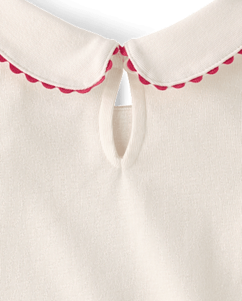 Girls Embroidered Heart Peter Pan Top - Mon Cheri