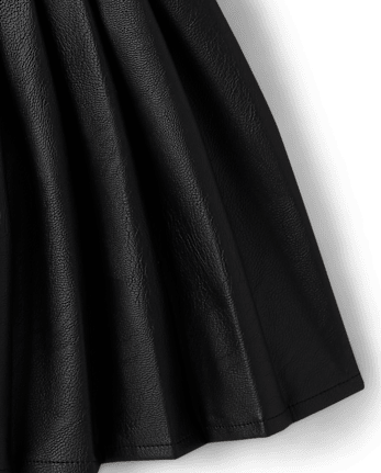 Girls Pleated Faux Leather Skort - Petit Paris