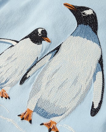 Boys Embroidered Penguin Layered Top - First Frost