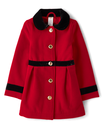 Girls Velvet Trim Coat - Royal Christmas