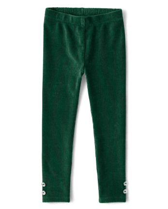 Girls Rhinestone High Rise Faux Cord Leggings - Royal Christmas