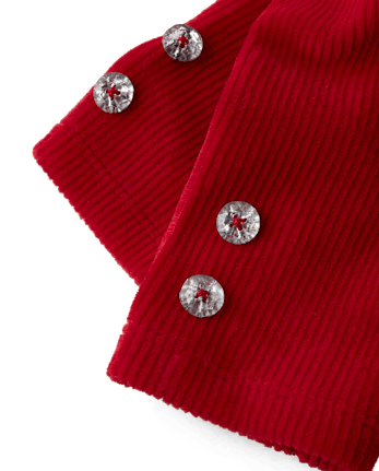 Girls Rhinestone High Rise Faux Cord Leggings - Royal Christmas