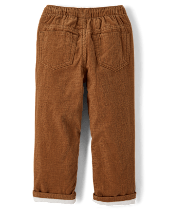 Boys Microfleece Lined Corduroy Pull On Pants - Little Essentials