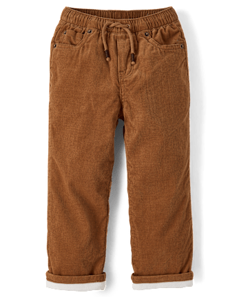 Boys Microfleece Lined Corduroy Pull On Pants - Little Essentials