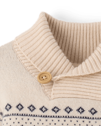 Baby Boys Reindeer Fairisle Shawl Collar Sweater Jumpsuit