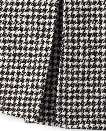 Girls Houndstooth Pleated Bow Skirt - Petit Paris