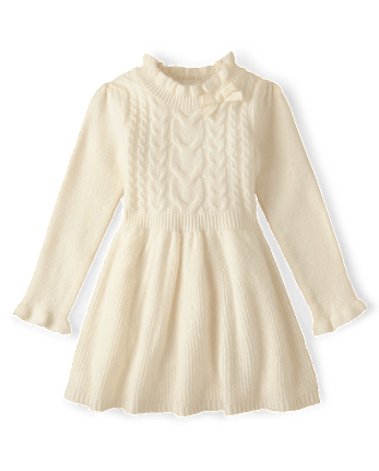 Girls Cable Knit Mock Neck Sweater Dress - Royal Christmas