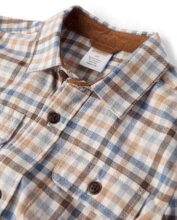 Boys Gingham Flannel Button Up Shirt - First Frost