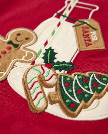 Boys Embroidered Cookies Layered Top - Royal Christmas