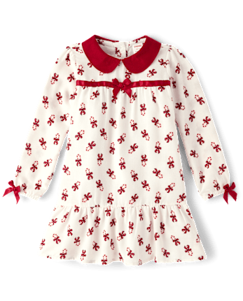 Girls Candy Cane Flannel Ruffle Nightgown - Gymmies