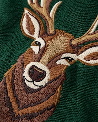 Boys Embroidered Deer Sweater - Royal Christmas