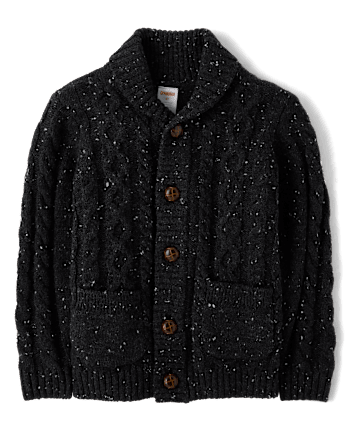Boys Cable Knit Shawl Cardigan - Royal Christmas