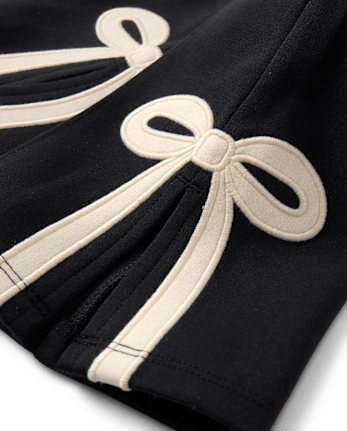 Girls Applique Bow Split Flare Jeggings - Petit Paris