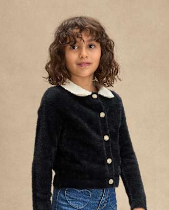 Girls Embellished Eyelash Cardigan - Royal Christmas