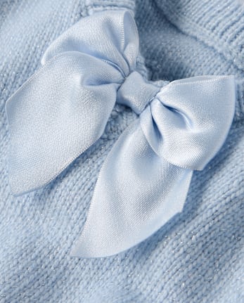 Girls Bow Back Cable Knit Sweater - On Pointe