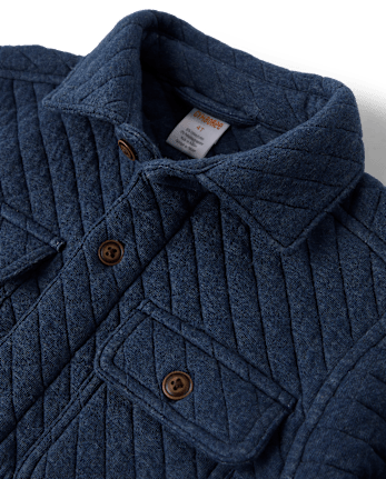 Boys Quilted Scuba Button Up Shirt - First Frost