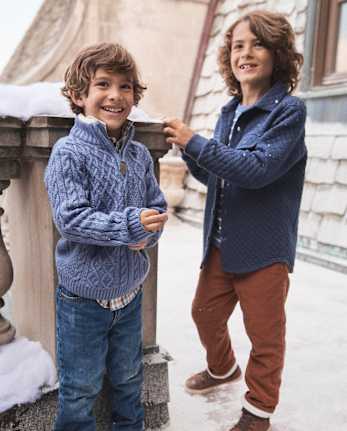 Boys Quilted Scuba Button Up Shirt - First Frost