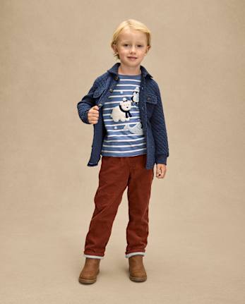 Boys Quilted Scuba Button Up Shirt - First Frost