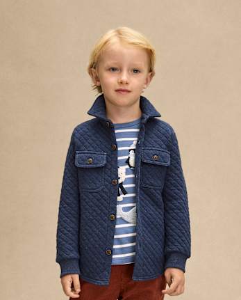 Boys Quilted Scuba Button Up Shirt - First Frost