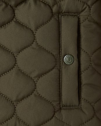 Boys Quilted Sherpa Lined Puffer Jacket - Royal Christmas