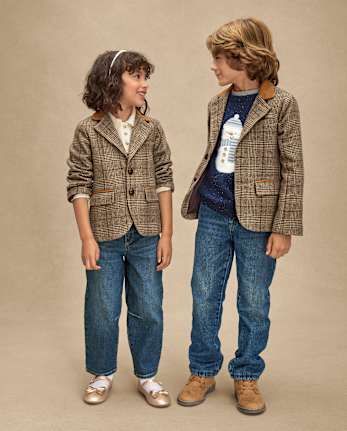 Boys Plaid Tweed Blazer - Royal Christmas
