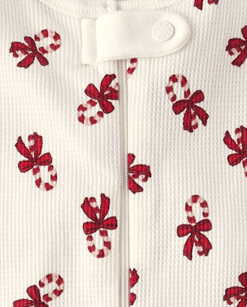 Baby Candy Cane Thermal Footed One Piece Pajamas