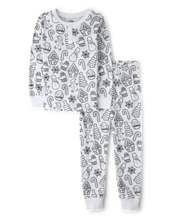 Kids Holiday DIY Coloring Snug Fit Cotton Henley Pajamas - Gymmies