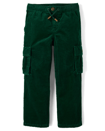 Kids Corduroy Pull On Relaxed Cargo Pants - Royal Christmas
