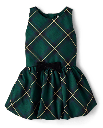 Girls Plaid Bubble Dress - Royal Christmas