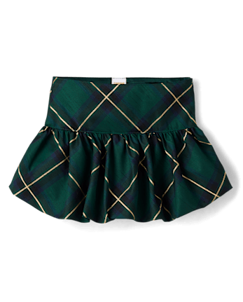 Girls Plaid Bubble Skort - Royal Christmas