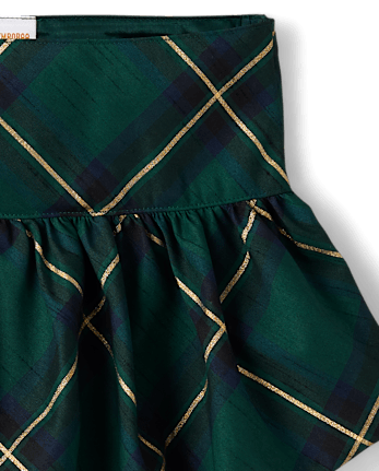Girls Plaid Bubble Skort - Royal Christmas