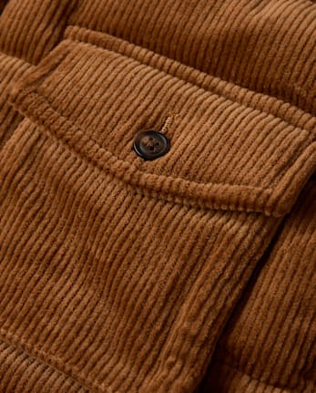 Boys Quilted Sherpa Lined Corduroy Puffer Jacket - First Frost