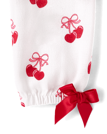 Chemise de nuit à volants en flanelle à motif cerises et cœurs pour filles - Gymmies