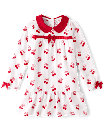 Chemise de nuit à volants en flanelle à motif cerises et cœurs pour filles - Gymmies