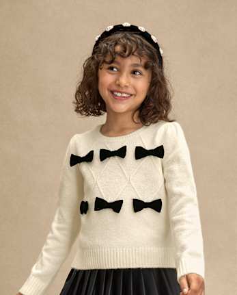 Girls Bow Sweater - Petit Paris