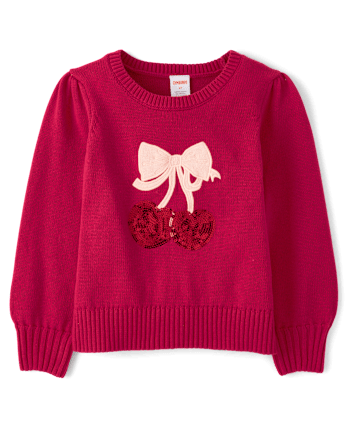 Girls Sequin Cherry Sweater - Mon Cheri
