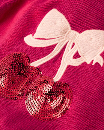 Girls Sequin Cherry Sweater - Mon Cheri