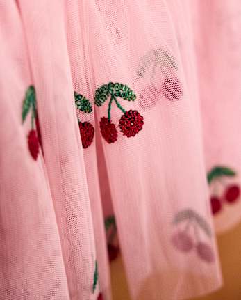 Jupe tutu à paillettes cerises pour fille - Mon Cheri