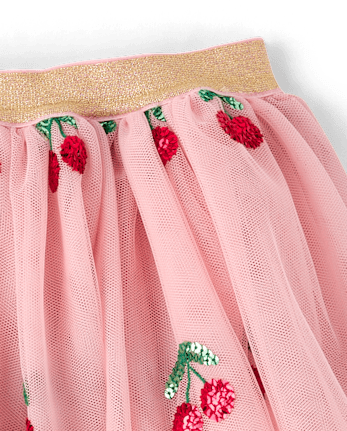 Girls Sequin Cherry Tutu Skirt - Mon Cheri