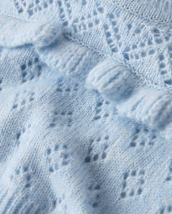 Girls Ruffle Pointelle Sweater Dress - First Frost