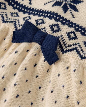 Girls Reindeer Fairisle Sweater Dress - First Frost