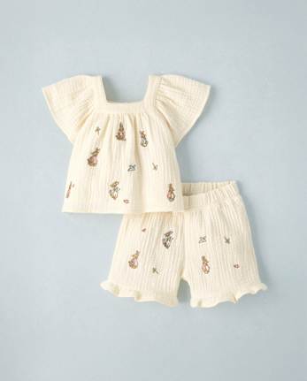Baby Girls Peter Rabbit Flutter Gauze 2-Piece Outfit Set