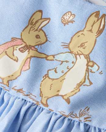 Baby Girls Peter Rabbit™ Glitter Scalloped Chambray Dress