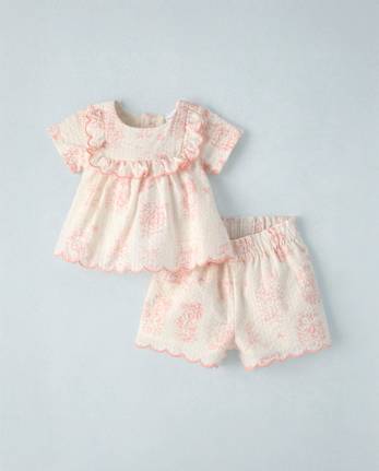 Baby Girls Peter Rabbit Embroidered Seersucker 2-Piece Outfit Set
