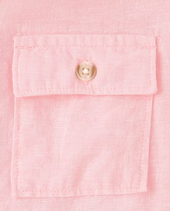 Boys Linen-Blend Button Up Shirt - Linen Edit