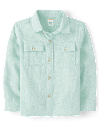 Boys Linen-Blend Button Up Shirt - Linen Edit