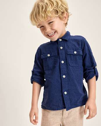 Chemise boutonnée en lin mélangé pour garçon - Édition Lin