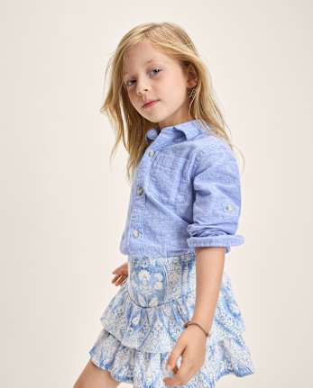 Kids Linen-Blend Button Up Shirt - Linen Edit
